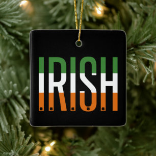 Ornamento De Cerâmica Dia de São Patrício Irlandês Flag Shamrock Luck