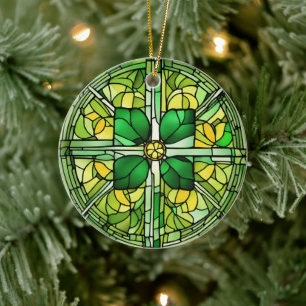Ornamento De Cerâmica Dia de São Patrício Shamrock