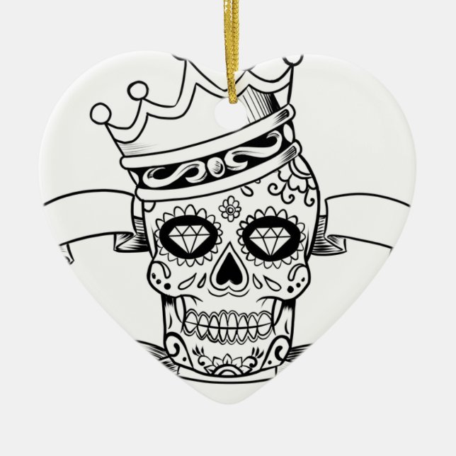 Ornamento De Cerâmica Dia do crânio do crânio inoperante do açúcar da (Frente)