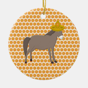 Ornamento De Cerâmica Dia do Donkey Mexicano dos Mortos