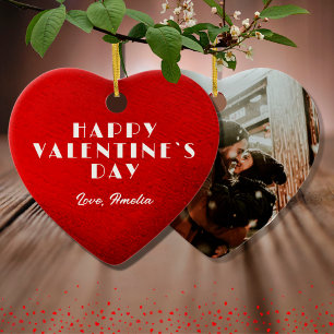 Ornamento De Cerâmica Dia do Namorados de Fotografia do Nome do Coração