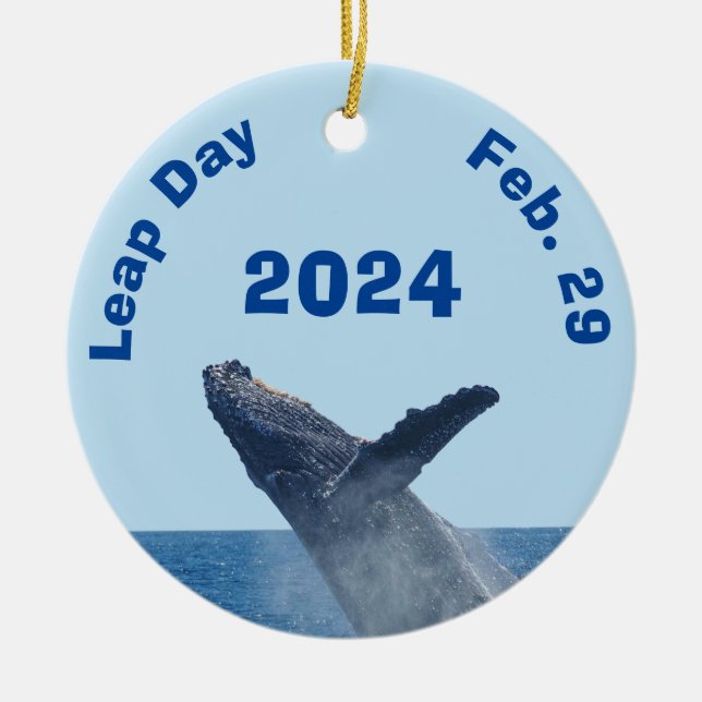 Ornamento De Cerâmica Dia do Salto 29 de fevereiro de 2024 (Frente)