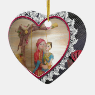 Ornamento De Cerâmica Dia dos Amantes Felizes