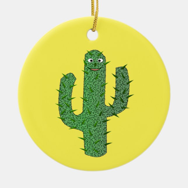 Ornamento De Cerâmica Dia dos Mortos Felizes Nome Personalizado do Cactu (Frente)