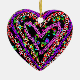 Ornamento De Cerâmica Dia dos Namorados Arte Floral