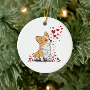 Ornamento De Cerâmica Dia dos Namorados Cachorro Fofo Corgi Dia dos Namo