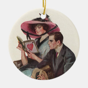 Ornamento De Cerâmica Dia dos Namorados Vitoriano Antigo Amor e Romance