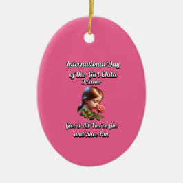 Ornamento De Cerâmica Dia Internacional da Garota. Divirta-se