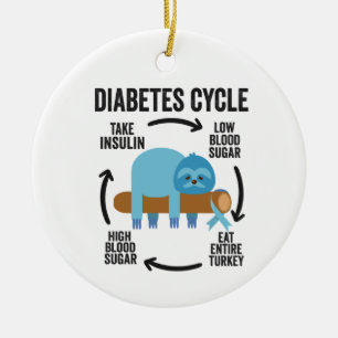 Ornamento De Cerâmica Diabetes Ciclo Funny Blue Sloth Ribbon Graças