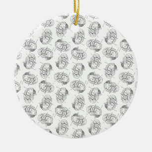 Ornamento De Cerâmica Diagramas do Cérebro Vintage Art PERSONALIZADO CO