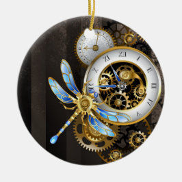 Ornamento De Cerâmica Dials Steampunk com Dragonfly