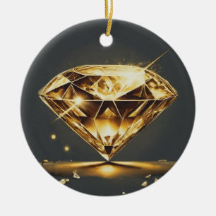 Ornamento De Cerâmica Diamante Amarelo e Design de Onda de Água