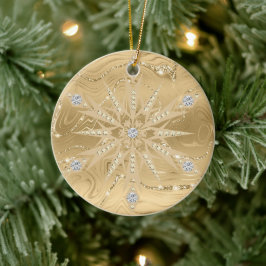 Ornamento De Cerâmica Diamante de Floco de Neve Dourado de luxo