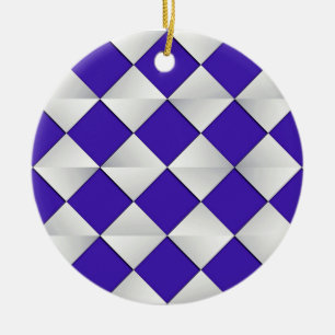 Ornamento De Cerâmica Diamantes Satin do Século médio - cobalto e bran