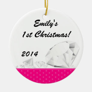 Ornamento De Cerâmica Diamond Glitz Glam Glam Nome Personalizado