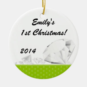 Ornamento De Cerâmica Diamond Glitz Glam Glam Nome Personalizado