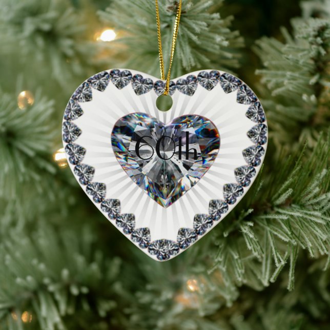 Ornamento De Cerâmica Diamond Heart 60ª Ornament (Árvore)