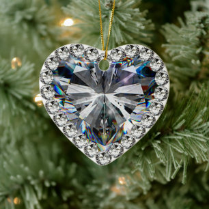 Ornamento De Cerâmica Diamond Heart 60ª Ornament