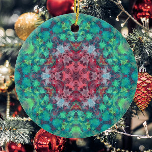 Ornamento De Cerâmica Digital Mandala Red Green e Blue
