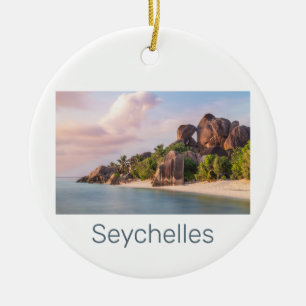 Ornamento De Cerâmica Dígito Seicheles La Digue Vintage Sunset Holiday G