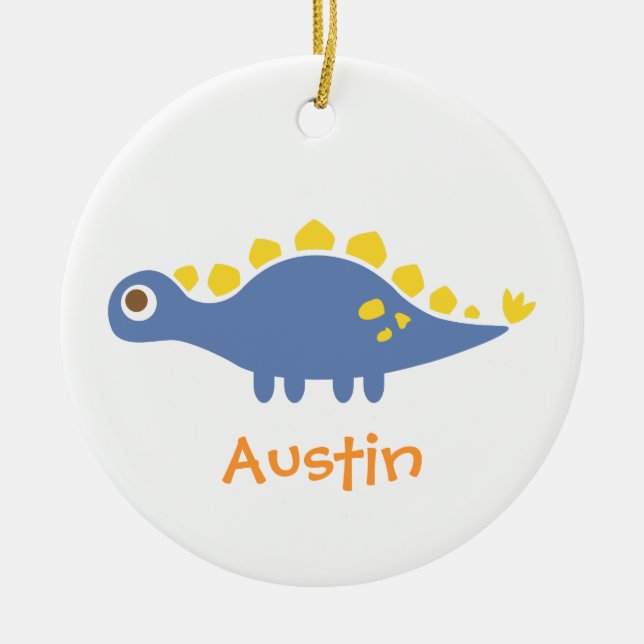 Ornamento De Cerâmica Dinossauro azul bonito do Stegosaurus para a sala (Frente)