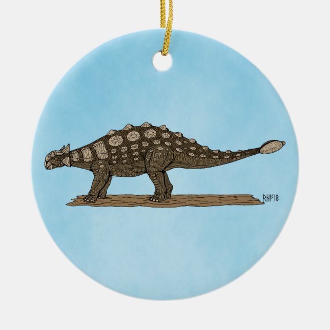 Ornamento De Cerâmica Dinossauro Cretáceo Ankylosaurus (Frente)