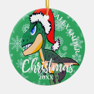 Ornamento De Cerâmica Dinossauro de Natal - Fingindo Crianças Verdes