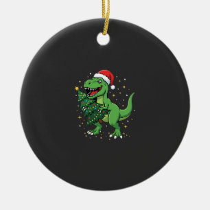 Ornamento De Cerâmica Dinossauro de Natal Papai Noel T Rex