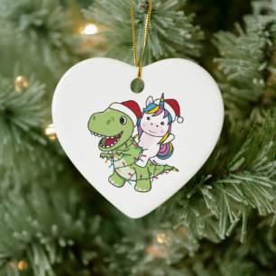Ornamento De Cerâmica Dinossauro Natal Unicórnio Winter T-Rex Dino