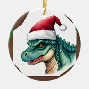 Ornamento De Cerâmica Dinossauro papai noel