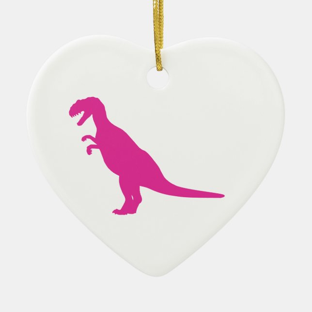 Ornamento De Cerâmica Dinossauro Rosa (Frente)