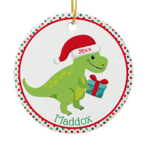 Dinossauro Verde com Santa Hat Personalizado