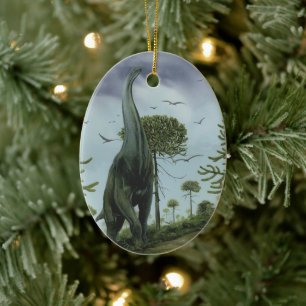 Ornamento De Cerâmica Dinossauros Antigos, Sauroposeidon com Pássaros Vo
