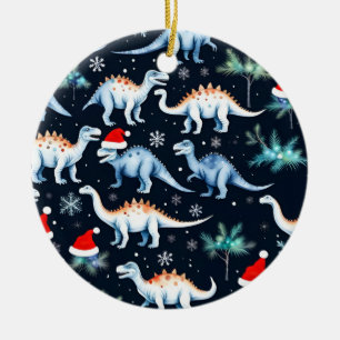 Ornamento De Cerâmica Dinossauros de Natal