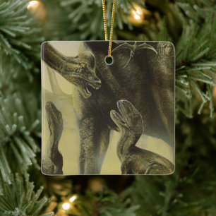 Ornamento De Cerâmica Dinossauros Vintage, Torvossauro e Brachiossauro