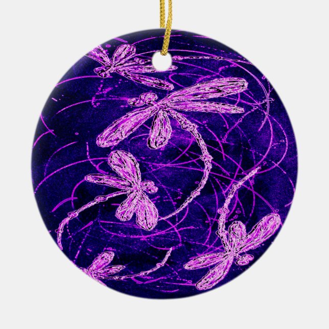 Ornamento De Cerâmica Disco de Voo de Dragonfly (Frente)