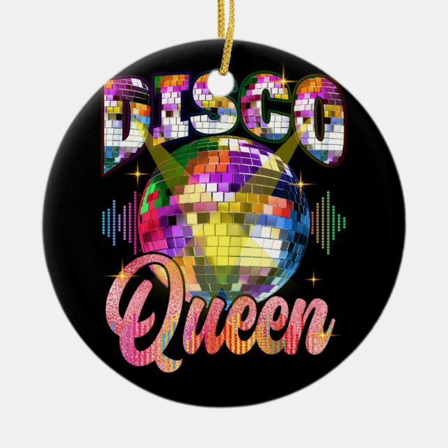 Ornamento De Cerâmica Disco Queen 70s - Custo da Bola de Anos setenta Da (Frente)