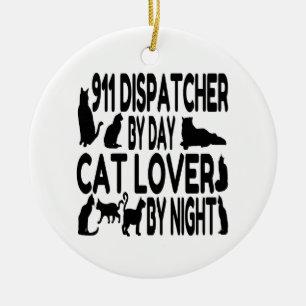 Ornamento De Cerâmica Dispatcher Cat Lover 911