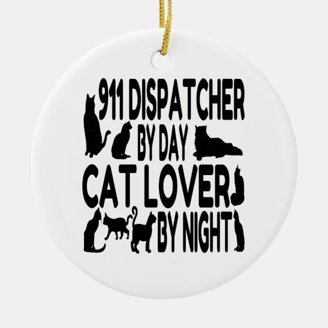 Ornamento De Cerâmica Dispatcher Cat Lover 911 (Frente)