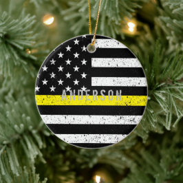 Ornamento De Cerâmica Dispatcher Linha Amarelo Fino em dificuldades com 