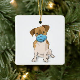 Ornamento De Cerâmica Distância social mascarada Amante de cachorros