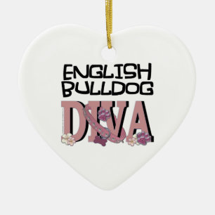 Ornamento De Cerâmica DIVA inglesa do buldogue