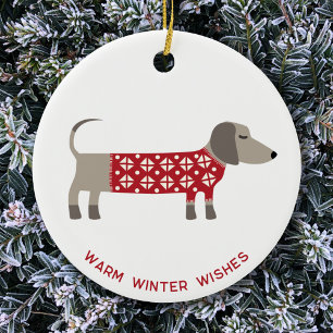 Ornamento De Cerâmica Diversão Dachshund Dog