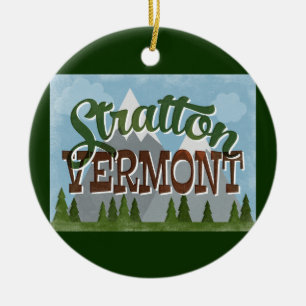 Ornamento De Cerâmica Diversão de Stratton Vermont Retro Montanhas Snowy