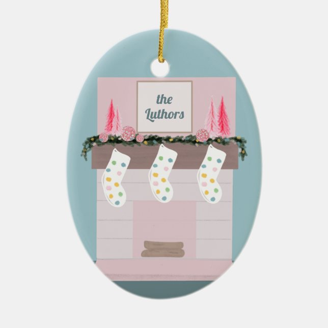 Ornamento De Cerâmica Diversão do Disco Rosa Personalizado (Frente)