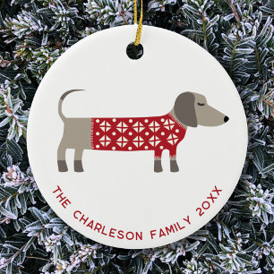 Ornamento De Cerâmica Diversão personalizada do cão Dachshund