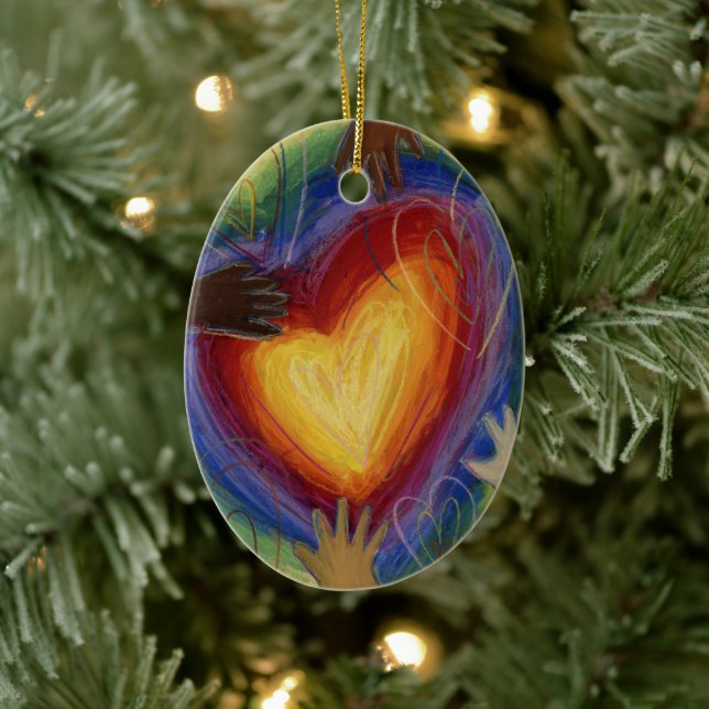 Ornamento De Cerâmica Diversity DEI Hearts Holiday Gift Ornament (Árvore)