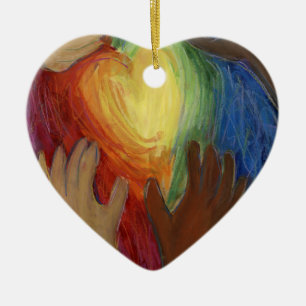 Ornamento De Cerâmica Diversity DEI Hearts Holiday Gift Ornament