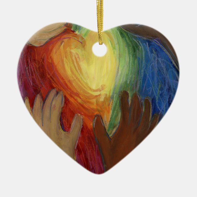 Ornamento De Cerâmica Diversity DEI Hearts Holiday Gift Ornament (Frente)