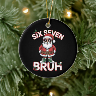 Ornamento De Cerâmica Divertido 67 Seis Sete Natal Bruh Papai Noel